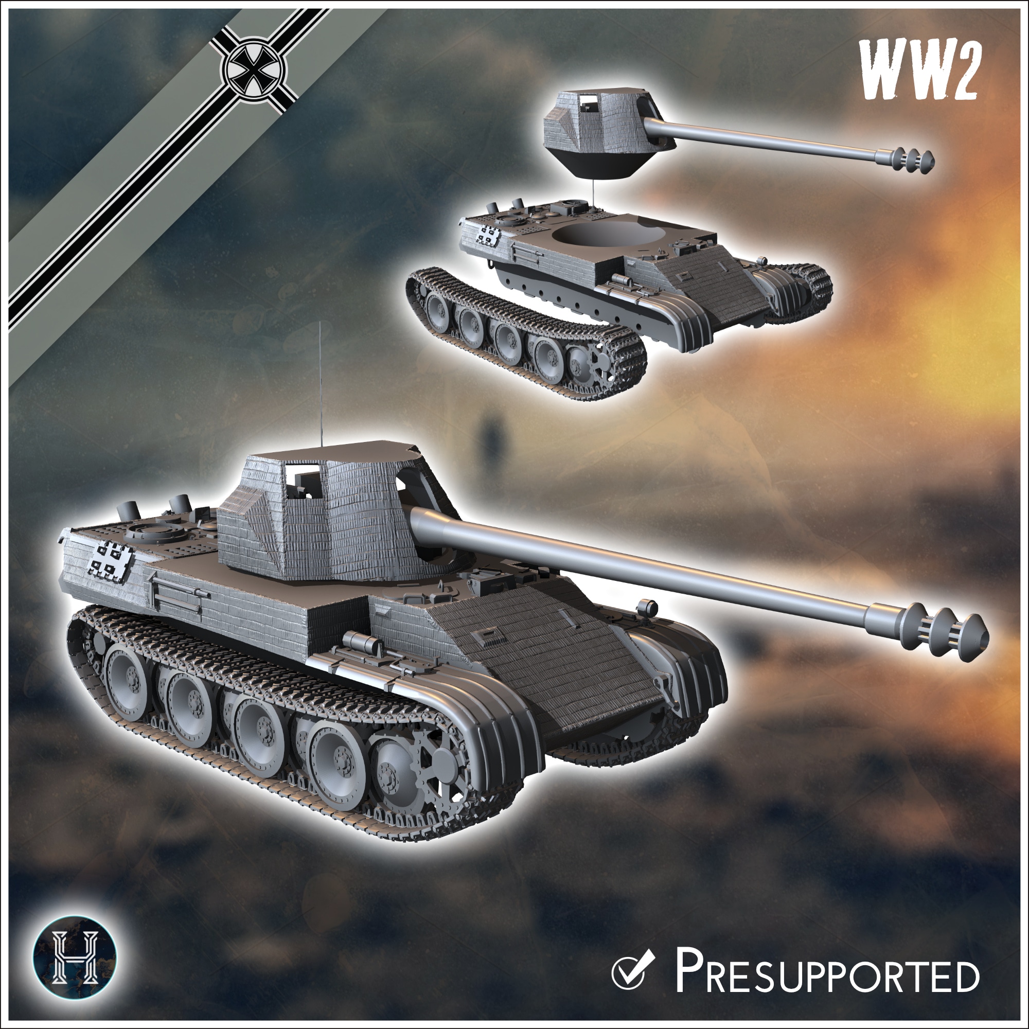 Panzer V Panther 128 mm Skorpion (Rh) - Germany Eastern Western Front Normandy Italy Berlin Bulge WWII